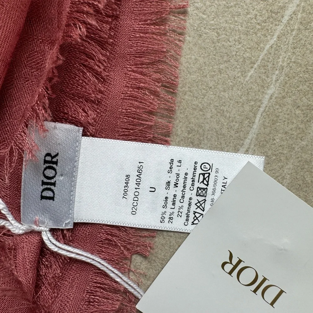 Dior Silk Rose Fringe Scarf